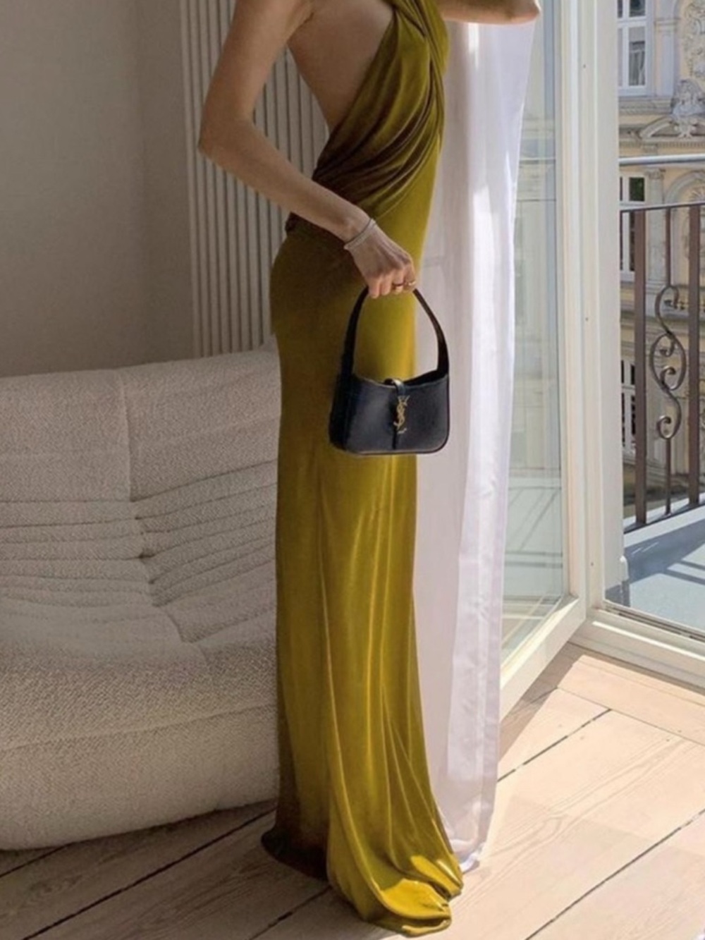 KOIR Olive Draped Hooded Maxi Dress | Inspired by saint Laurent / Cult Gaia - Picture 3 of 8